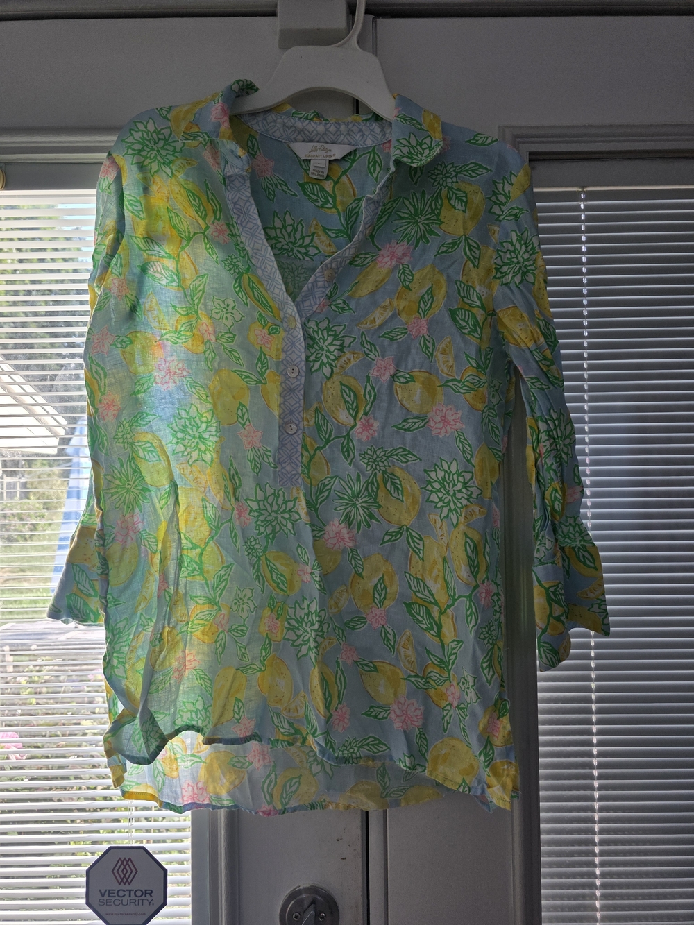 Lilly Pulitzer Mint and Yellow Floral V-Neck Tunic - Picture 2 of 3